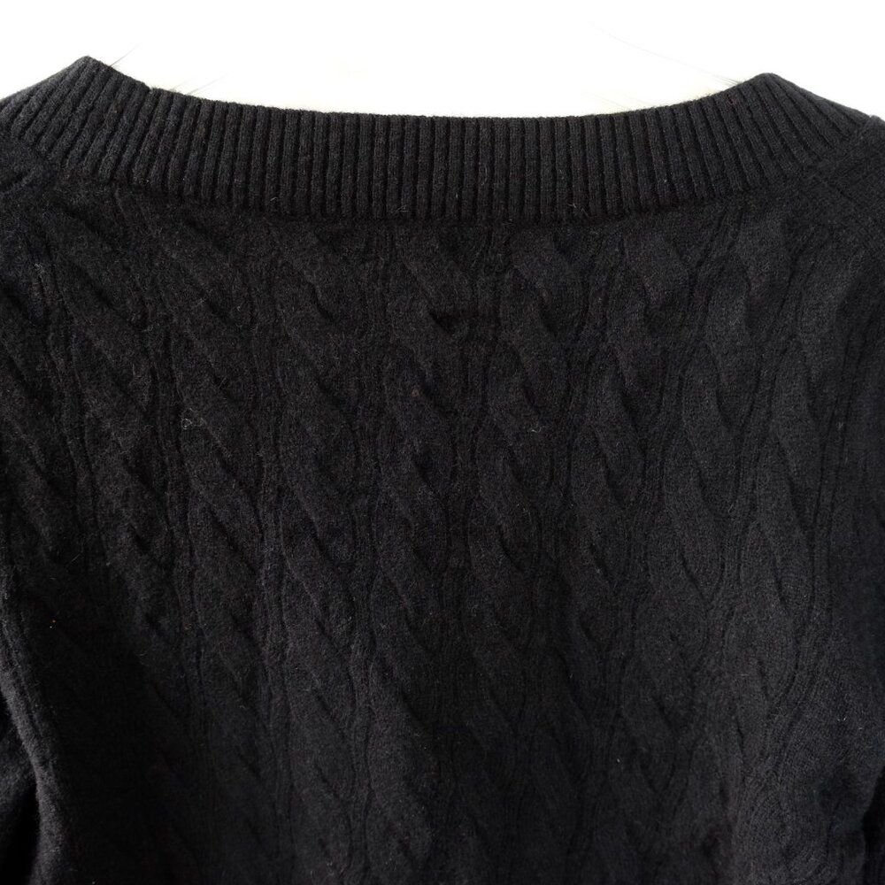 NEW J CREW Shrunken Cashmere Cable V-neck Cardigan Sweater S Small Black Cropped - Picture 7 of 7